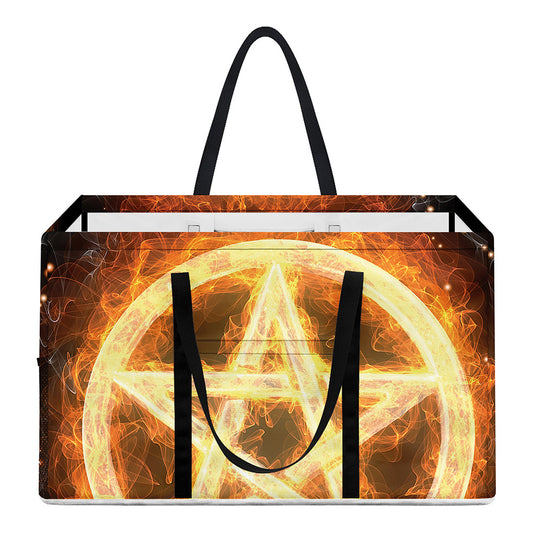 Flame Pentagram Print Utility Tote Bag