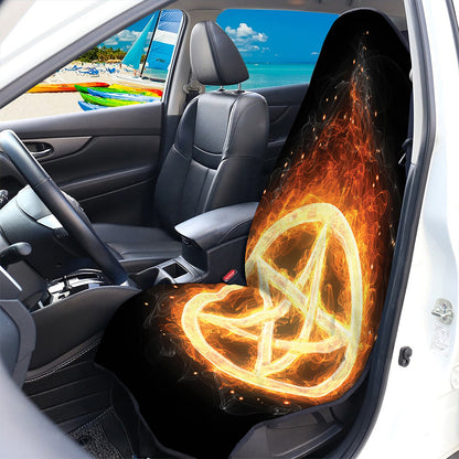 Flame Pentagram Print Waterproof Car Seat Cover