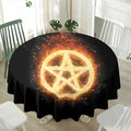 Flame Pentagram Print Waterproof Round Tablecloth