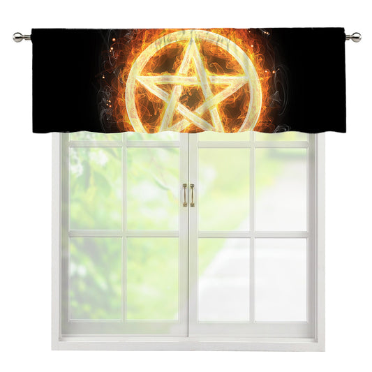 Flame Pentagram Print Window Valance