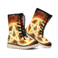 Flame Pentagram Print Winter Boots