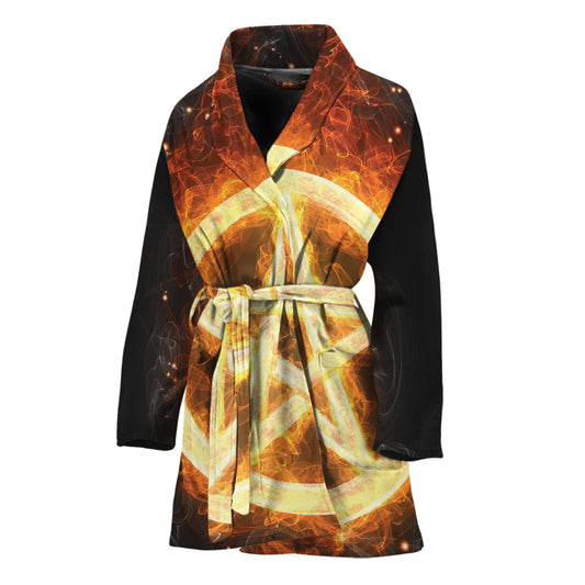 Flame Pentagram Print Women's Bathrobe