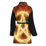 Flame Pentagram Print Women's Bathrobe