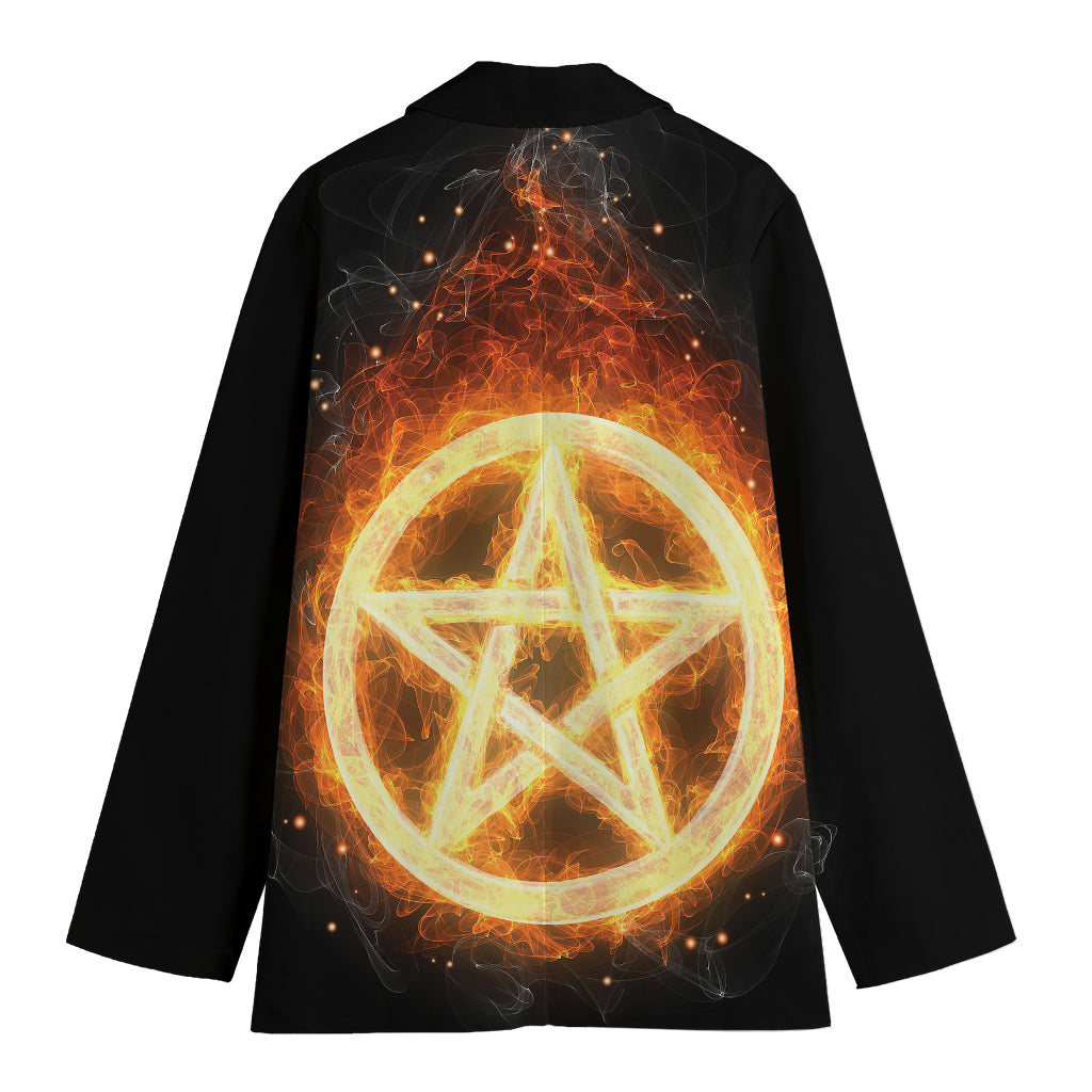 Flame Pentagram Print Women's Blazer