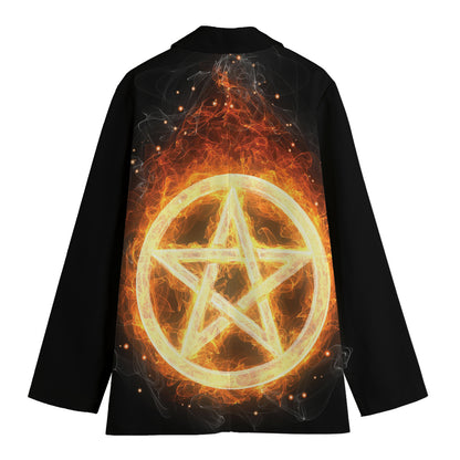 Flame Pentagram Print Women's Blazer