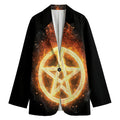 Flame Pentagram Print Women's Cotton Blazer