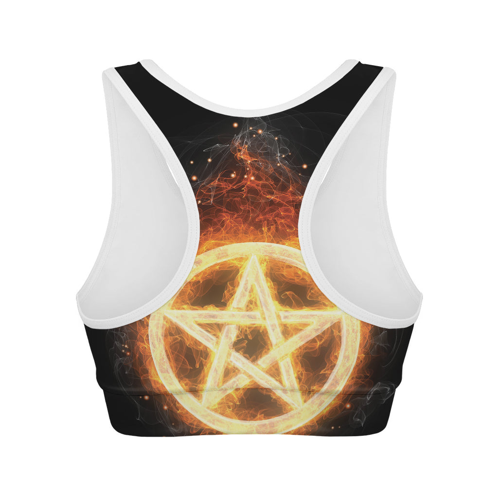 Flame Pentagram Print Women's Sports Bra