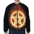 Flame Pentagram Print Zip Sleeve Bomber Jacket