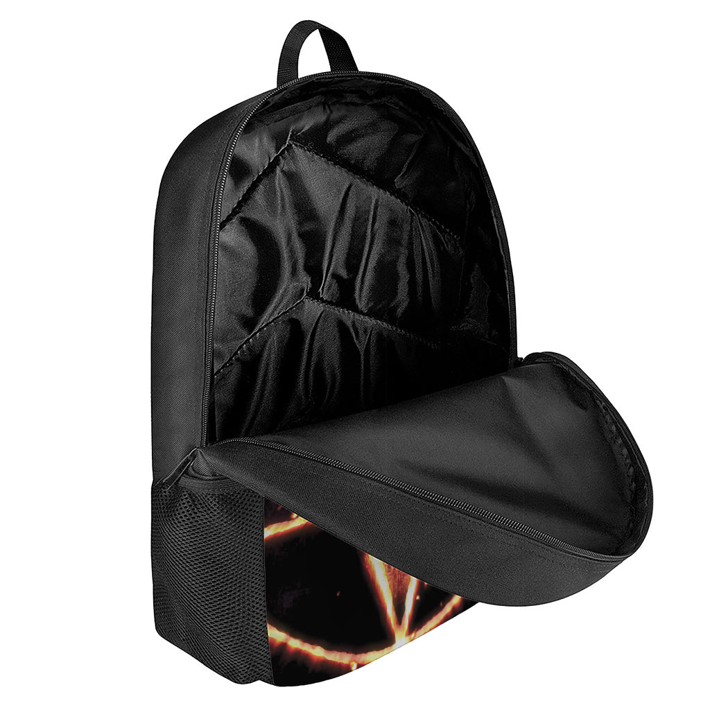 Flame Satanic Pentagram Print 17 Inch Backpack