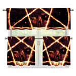 Flame Satanic Pentagram Print 3 Piece Kitchen Curtains