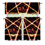Flame Satanic Pentagram Print 3 Piece Kitchen Curtains