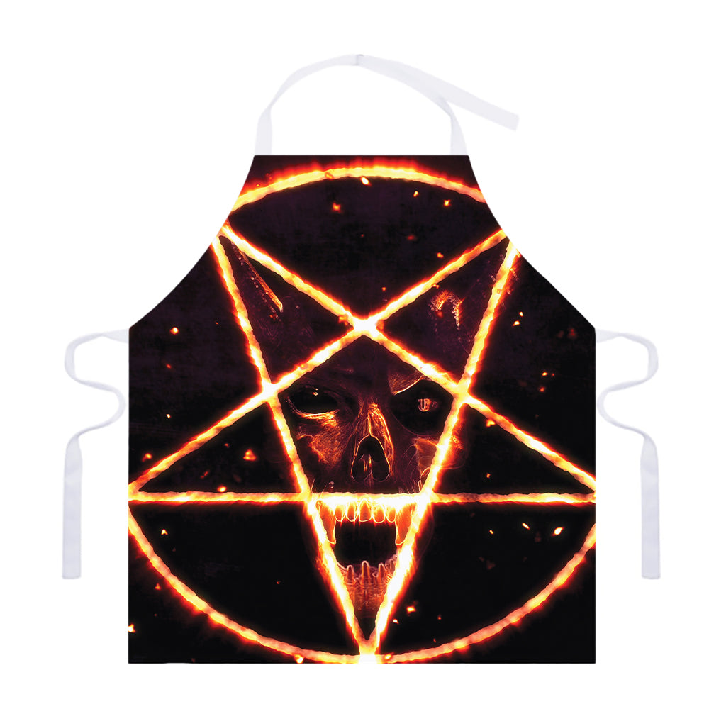 Flame Satanic Pentagram Print Adjustable Apron