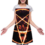 Flame Satanic Pentagram Print Adjustable Apron