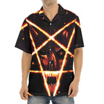Flame Satanic Pentagram Print Aloha Shirt