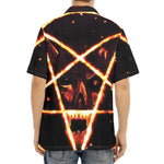 Flame Satanic Pentagram Print Aloha Shirt