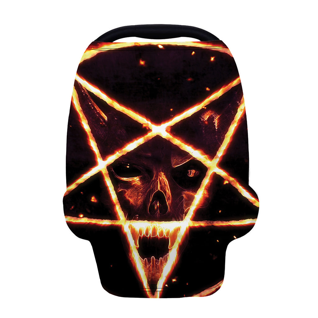 Flame Satanic Pentagram Print Baby Seat Cover