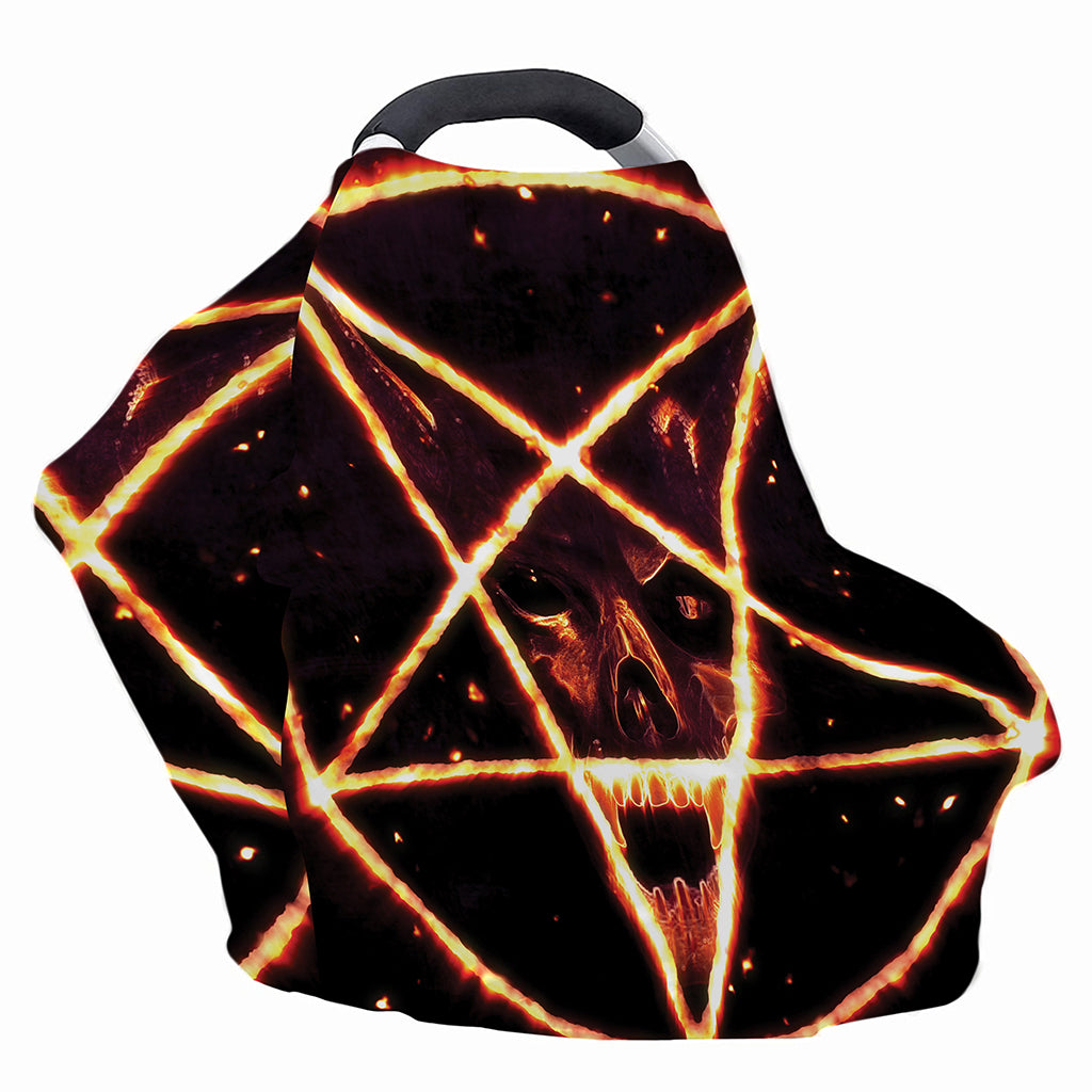 Flame Satanic Pentagram Print Baby Seat Cover