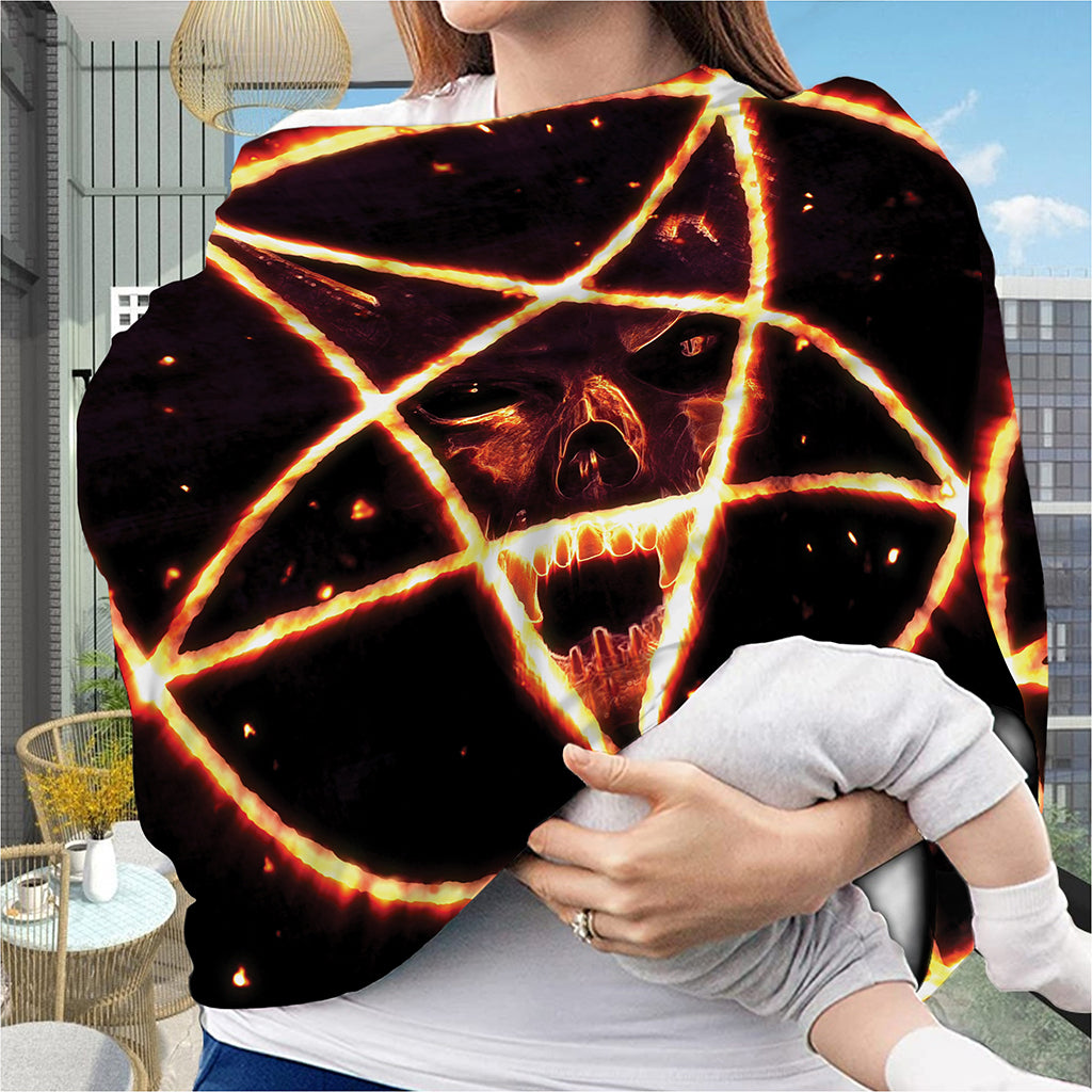 Flame Satanic Pentagram Print Baby Seat Cover