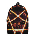 Flame Satanic Pentagram Print School Backpack