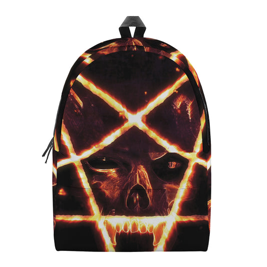 Flame Satanic Pentagram Print Backpack