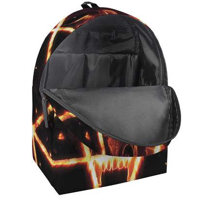 Flame Satanic Pentagram Print Backpack