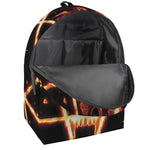 Flame Satanic Pentagram Print Backpack