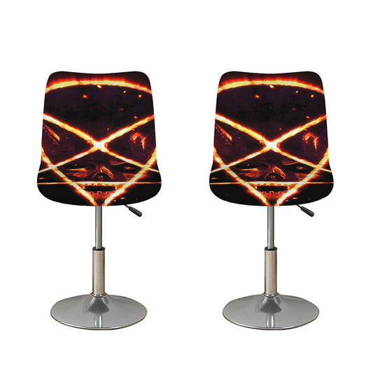 Flame Satanic Pentagram Print Bar Stool Covers