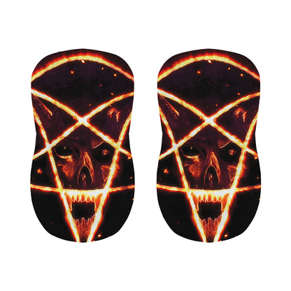 Flame Satanic Pentagram Print Bar Stool Covers