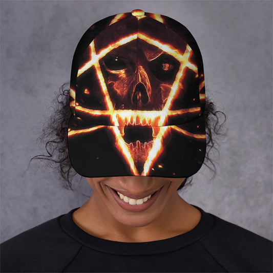 Flame Satanic Pentagram Print Baseball Cap