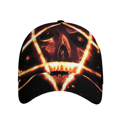 Flame Satanic Pentagram Print Baseball Cap