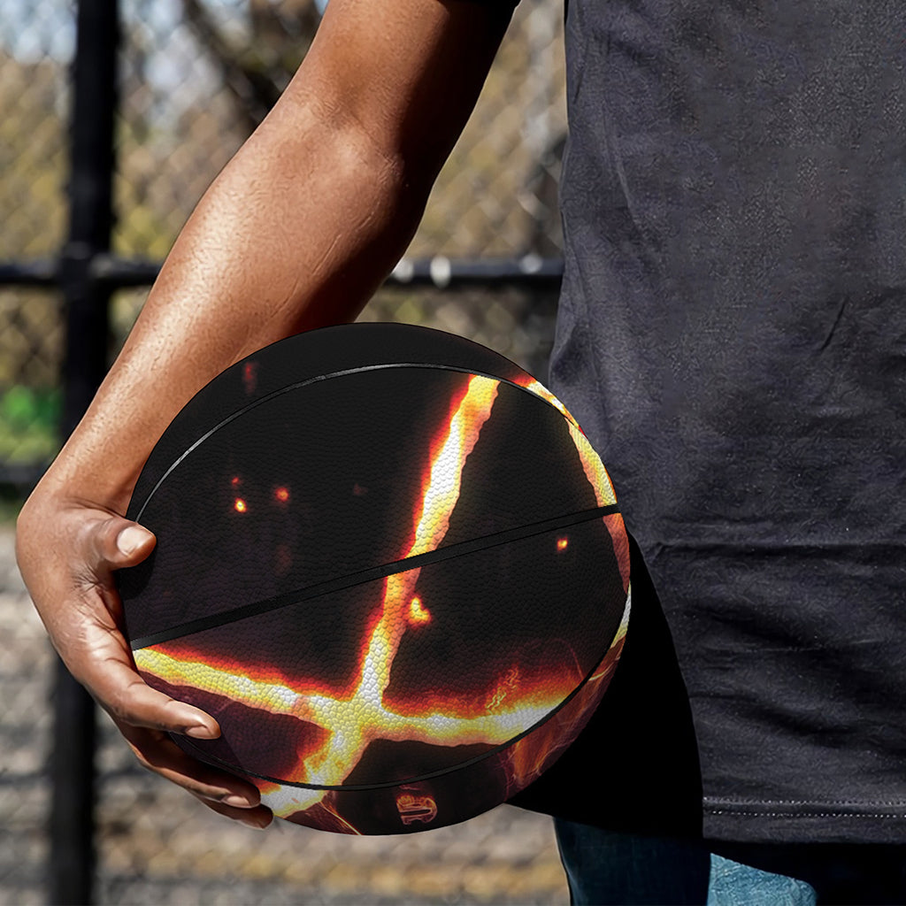 Flame Satanic Pentagram Print Basketball