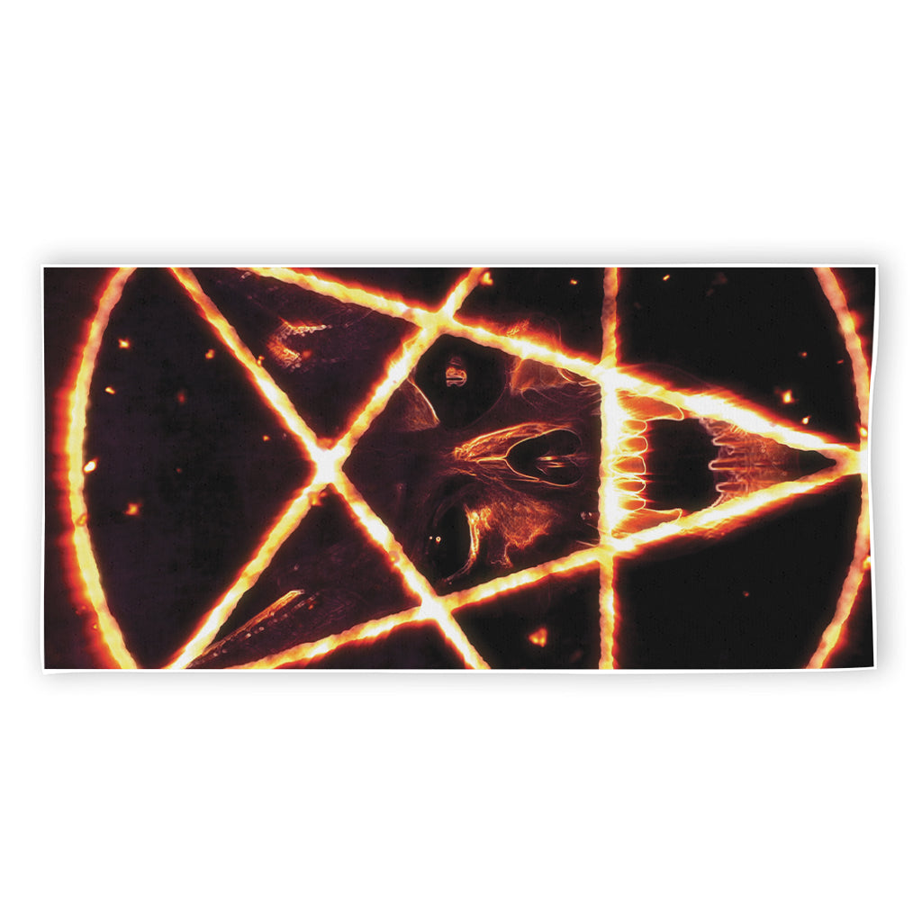 Flame Satanic Pentagram Print Beach Towel