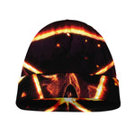 Flame Satanic Pentagram Print Beanie