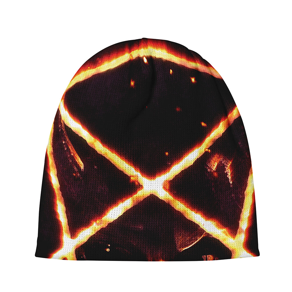 Flame Satanic Pentagram Print Beanie