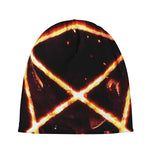 Flame Satanic Pentagram Print Beanie