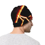 Flame Satanic Pentagram Print Beanie