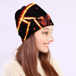 Flame Satanic Pentagram Print Beanie