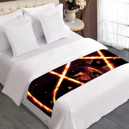 Flame Satanic Pentagram Print Bed Runner