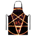 Flame Satanic Pentagram Print Bib Apron With Pocket