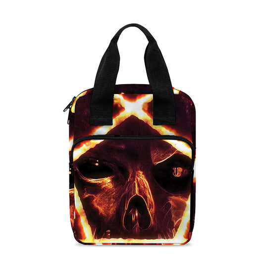 Flame Satanic Pentagram Print Bible Tote Bag