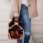 Flame Satanic Pentagram Print Bible Tote Bag