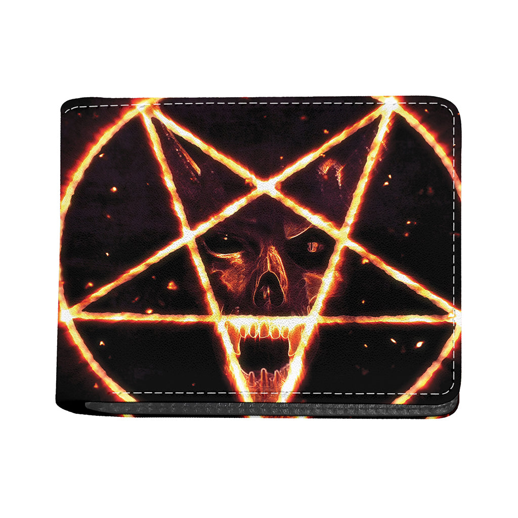 Flame Satanic Pentagram Print Bifold Wallet