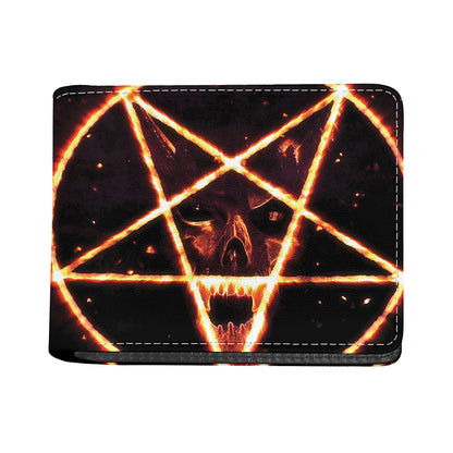 Flame Satanic Pentagram Print Bifold Wallet