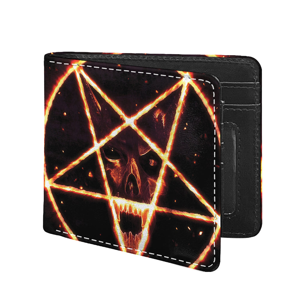 Flame Satanic Pentagram Print Bifold Wallet