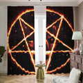 Flame Satanic Pentagram Print Dimout Pencil Pleat Curtains