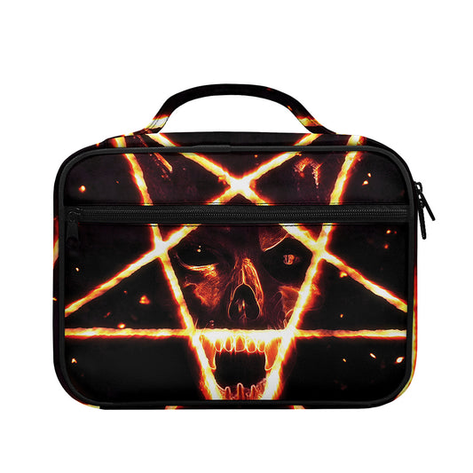 Flame Satanic Pentagram Print Briefcase Bible Bag