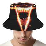 Flame Satanic Pentagram Print Bucket Hat