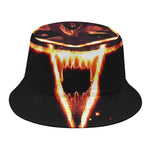 Flame Satanic Pentagram Print Bucket Hat