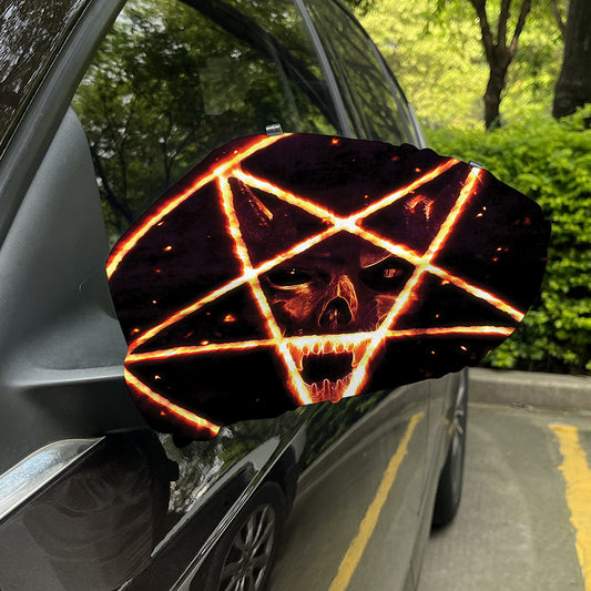 Flame Satanic Pentagram Print Car Side Mirror Covers