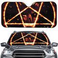 Flame Satanic Pentagram Print Car Windshield Sun Shade